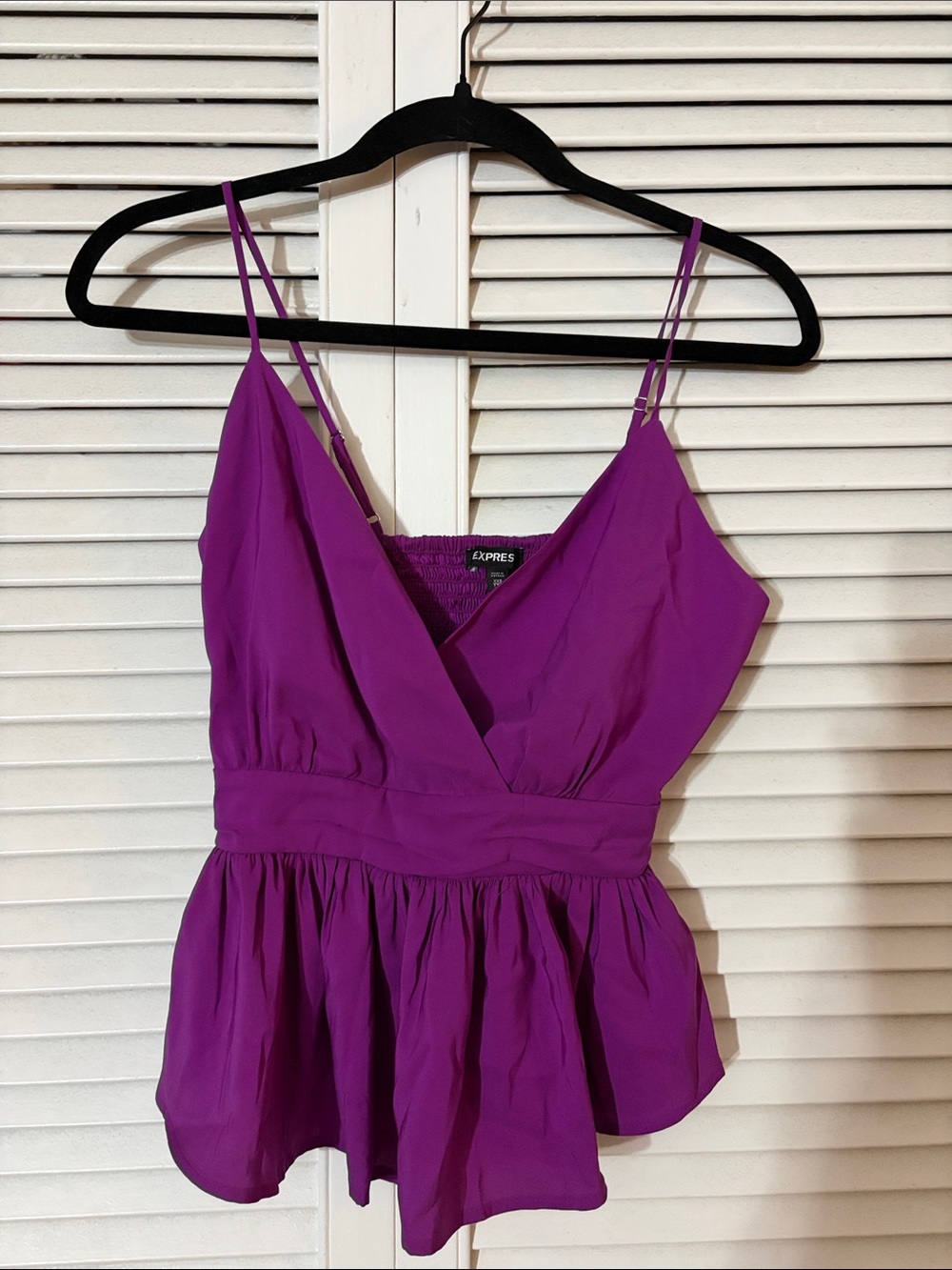 Express Magenta V-Neck Peplum Cami with Adjustable Straps